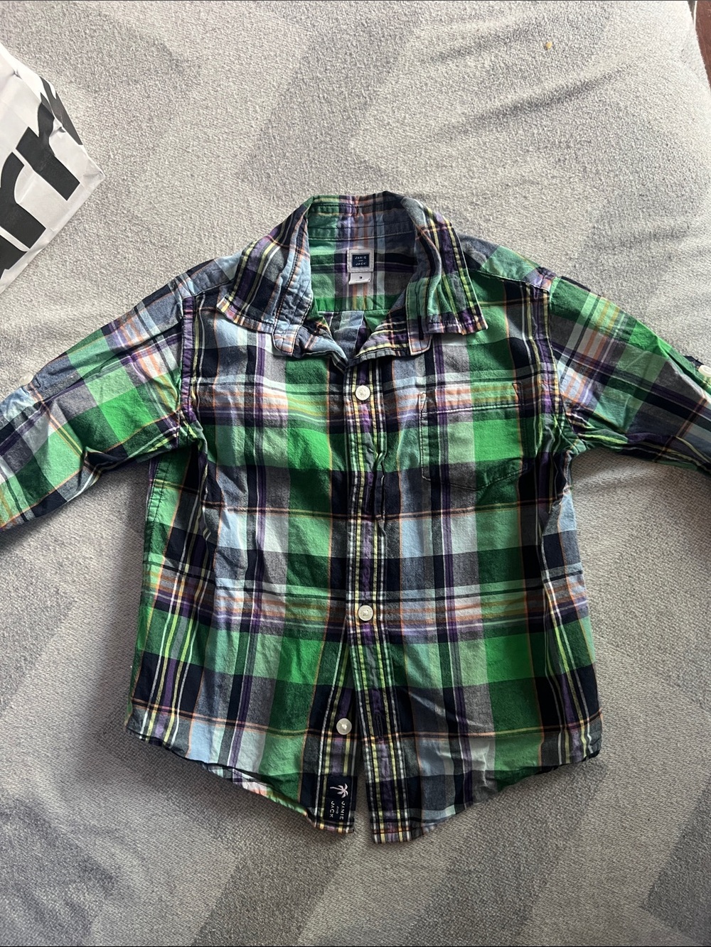 Green Plaid Button-Up Shirt for Kids - Classic Long Sleeve Janie and